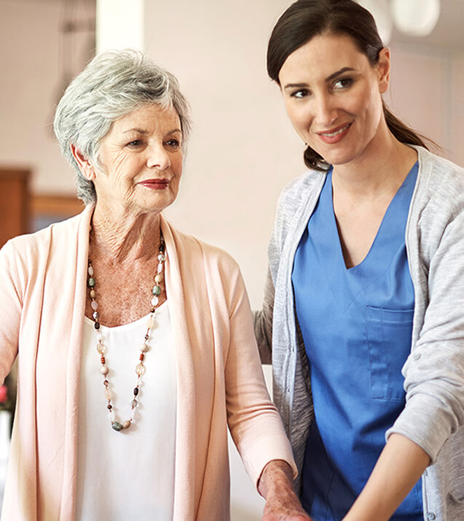 Worker assisting a resident